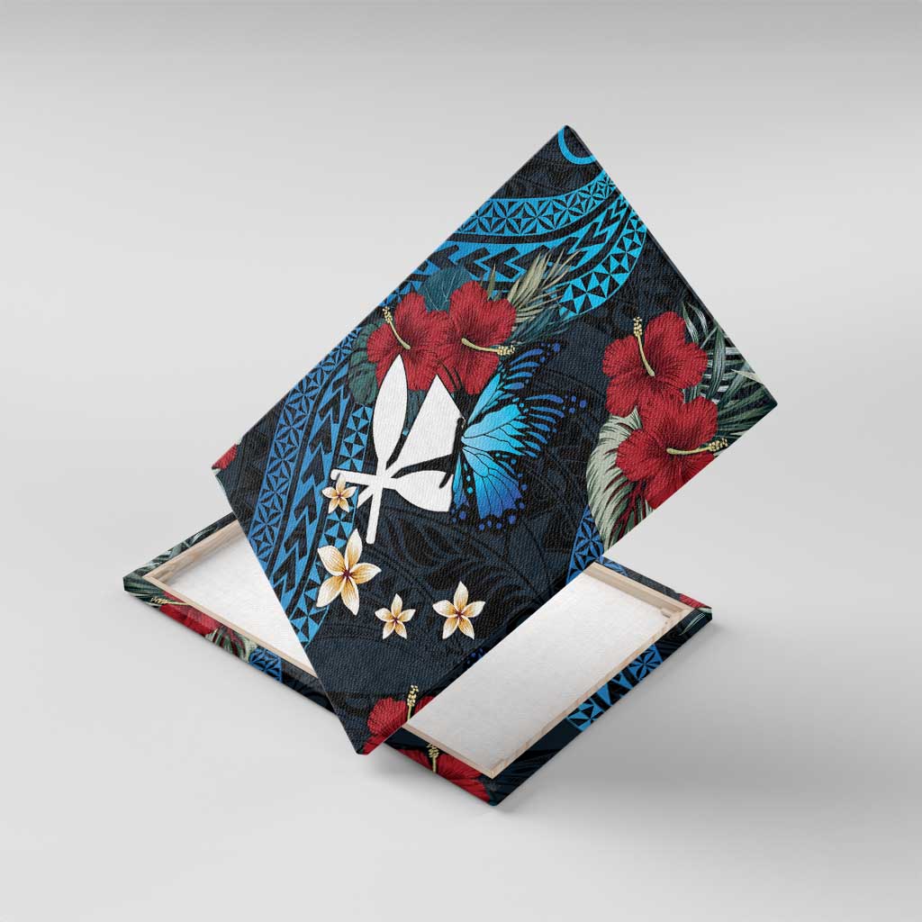 Hawaii Butterfly Canvas Wall Art Kanaka Maoli Mix Hibiscus