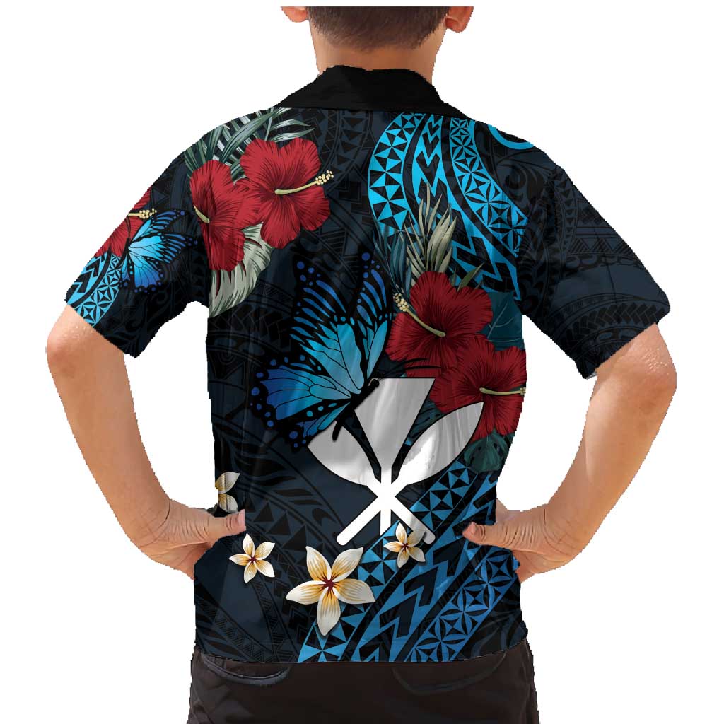 Hawaii Butterfly Family Matching Mermaid Dress and Hawaiian Shirt Kanaka Maoli Mix Hibiscus