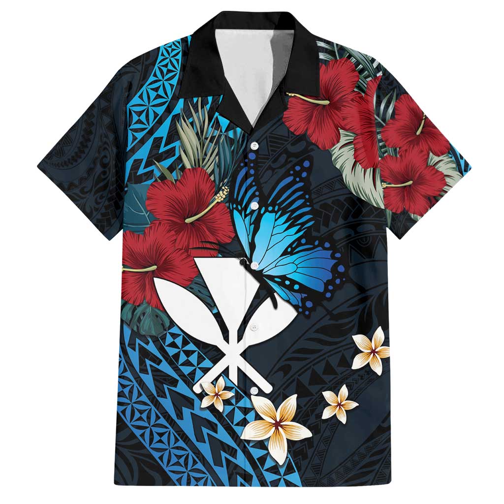 Hawaii Butterfly Family Matching Off Shoulder Maxi Dress and Hawaiian Shirt Kanaka Maoli Mix Hibiscus