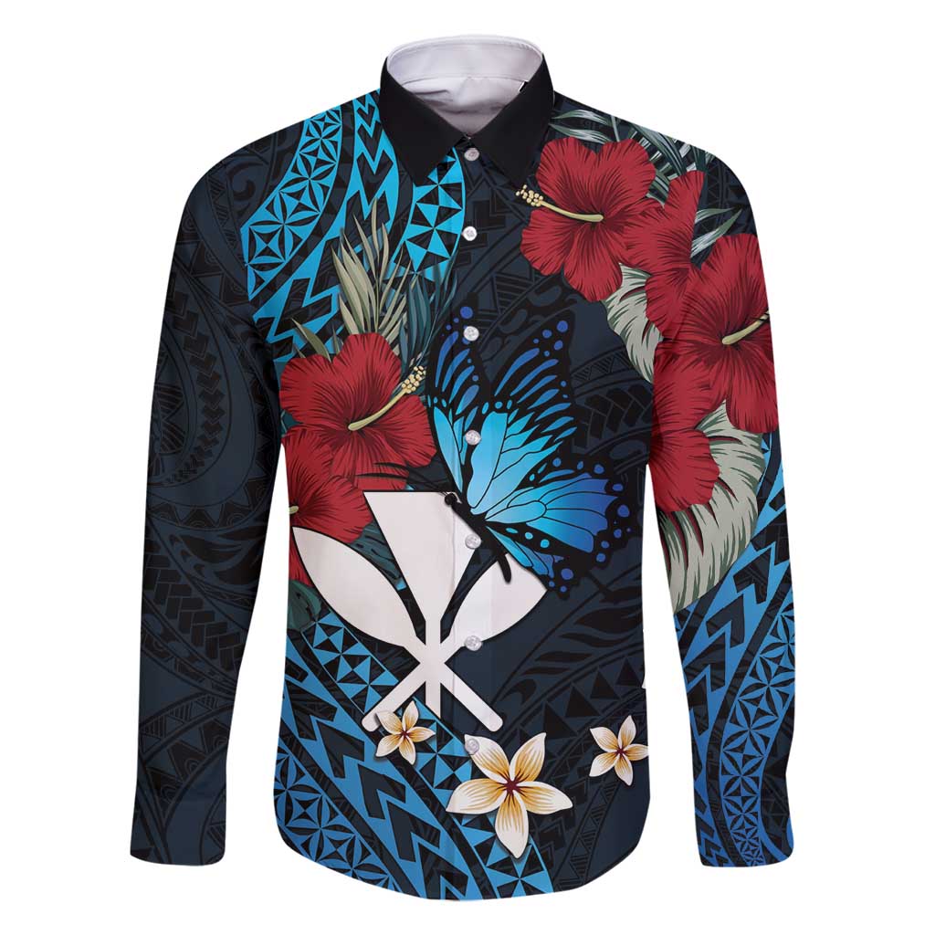 Hawaii Butterfly Family Matching Off Shoulder Maxi Dress and Hawaiian Shirt Kanaka Maoli Mix Hibiscus