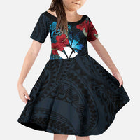 Hawaii Butterfly Family Matching Puletasi and Hawaiian Shirt Kanaka Maoli Mix Hibiscus