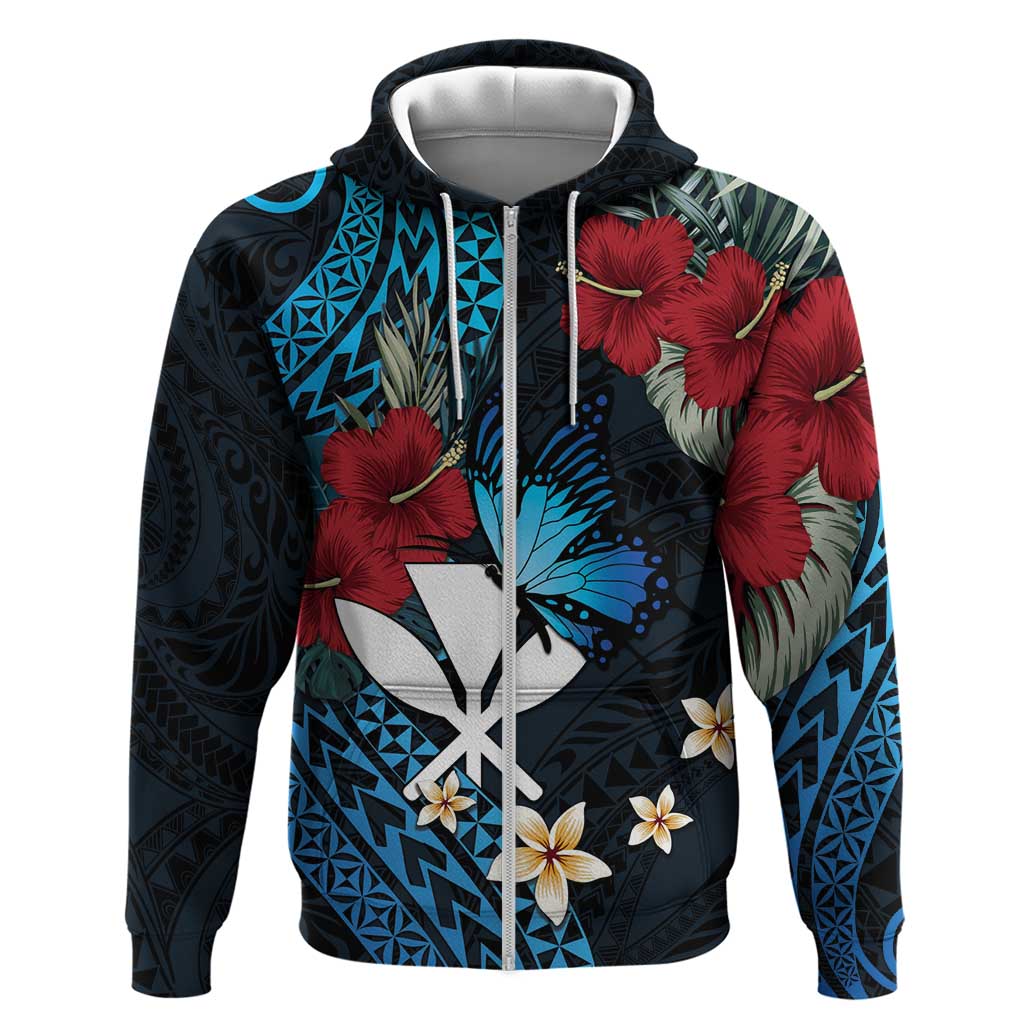 Hawaii Butterfly Hoodie Kanaka Maoli Mix Hibiscus