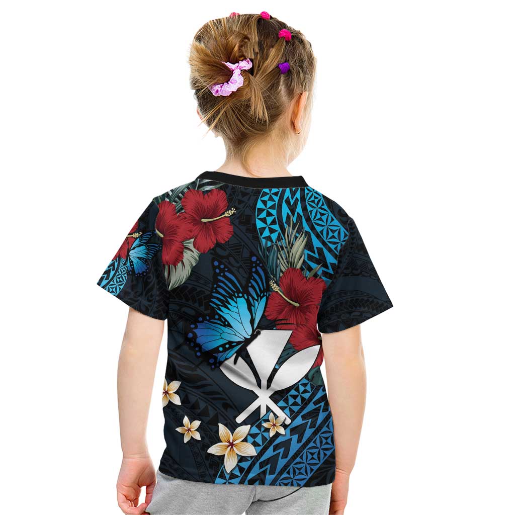 Hawaii Butterfly Kid T Shirt Kanaka Maoli Mix Hibiscus DT04 - Polynesian Pride