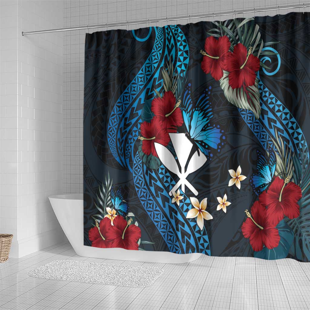 Hawaii Butterfly Shower Curtain Kanaka Maoli Mix Hibiscus