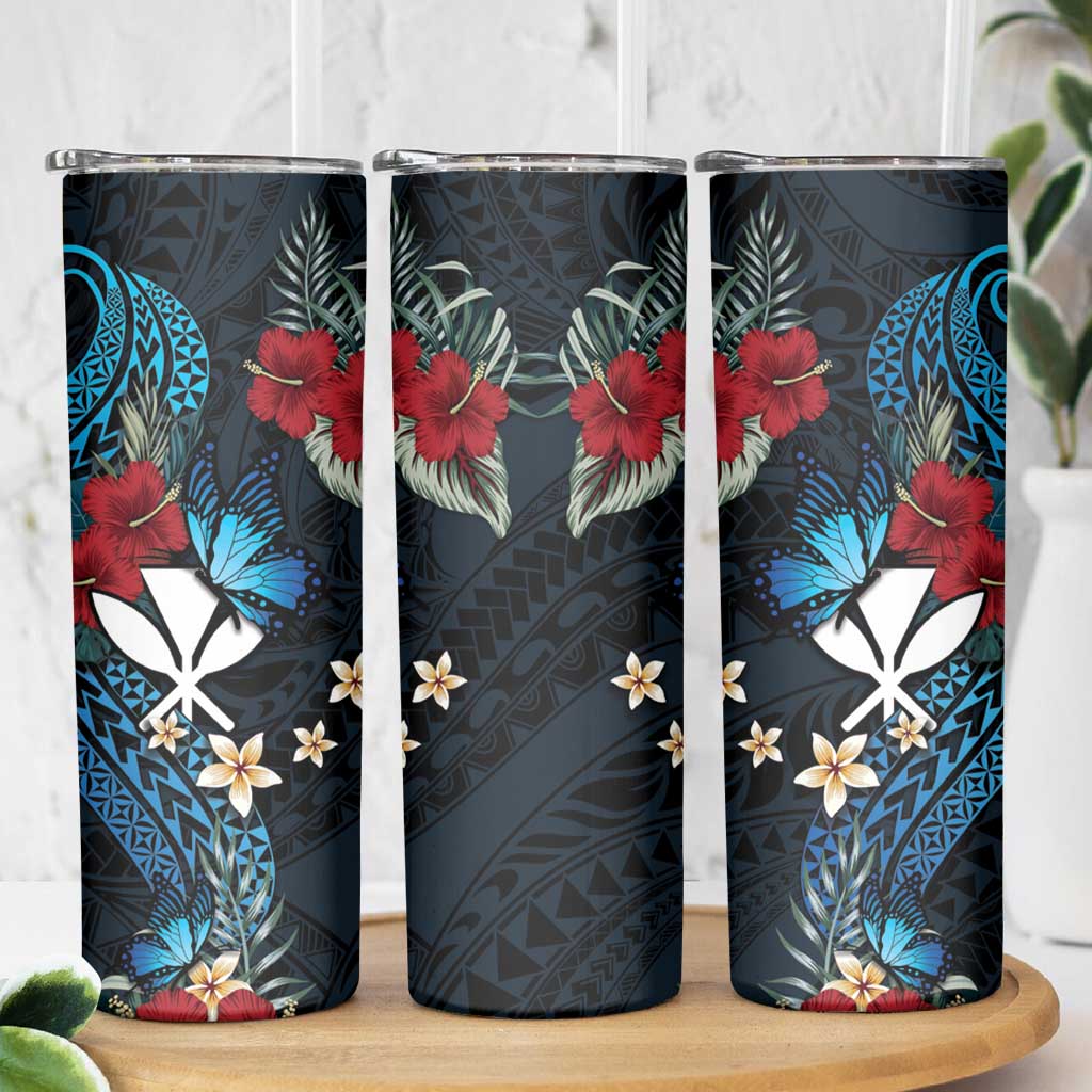 Hawaii Butterfly Skinny Tumbler Kanaka Maoli Mix Hibiscus DT04 - Polynesian Pride