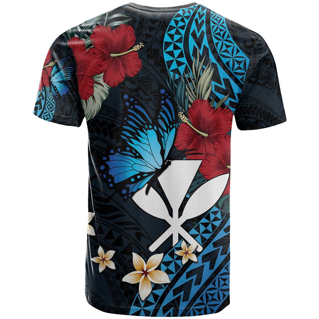 Hawaii Butterfly T Shirt Kanaka Maoli Mix Hibiscus