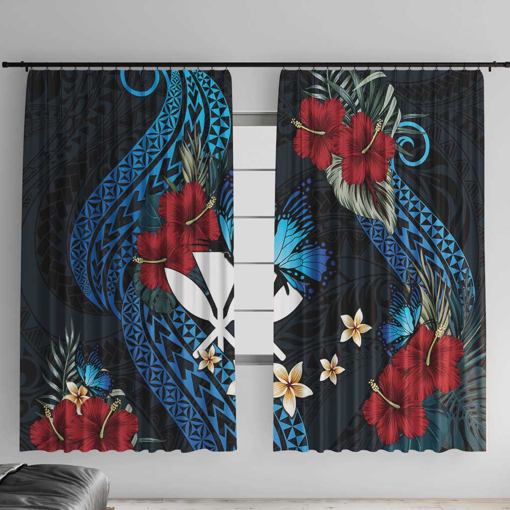 Hawaii Butterfly Window Curtain Kanaka Maoli Mix Hibiscus