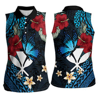 Hawaii Butterfly Women Sleeveless Polo Shirt Kanaka Maoli Mix Hibiscus DT04 - Polynesian Pride