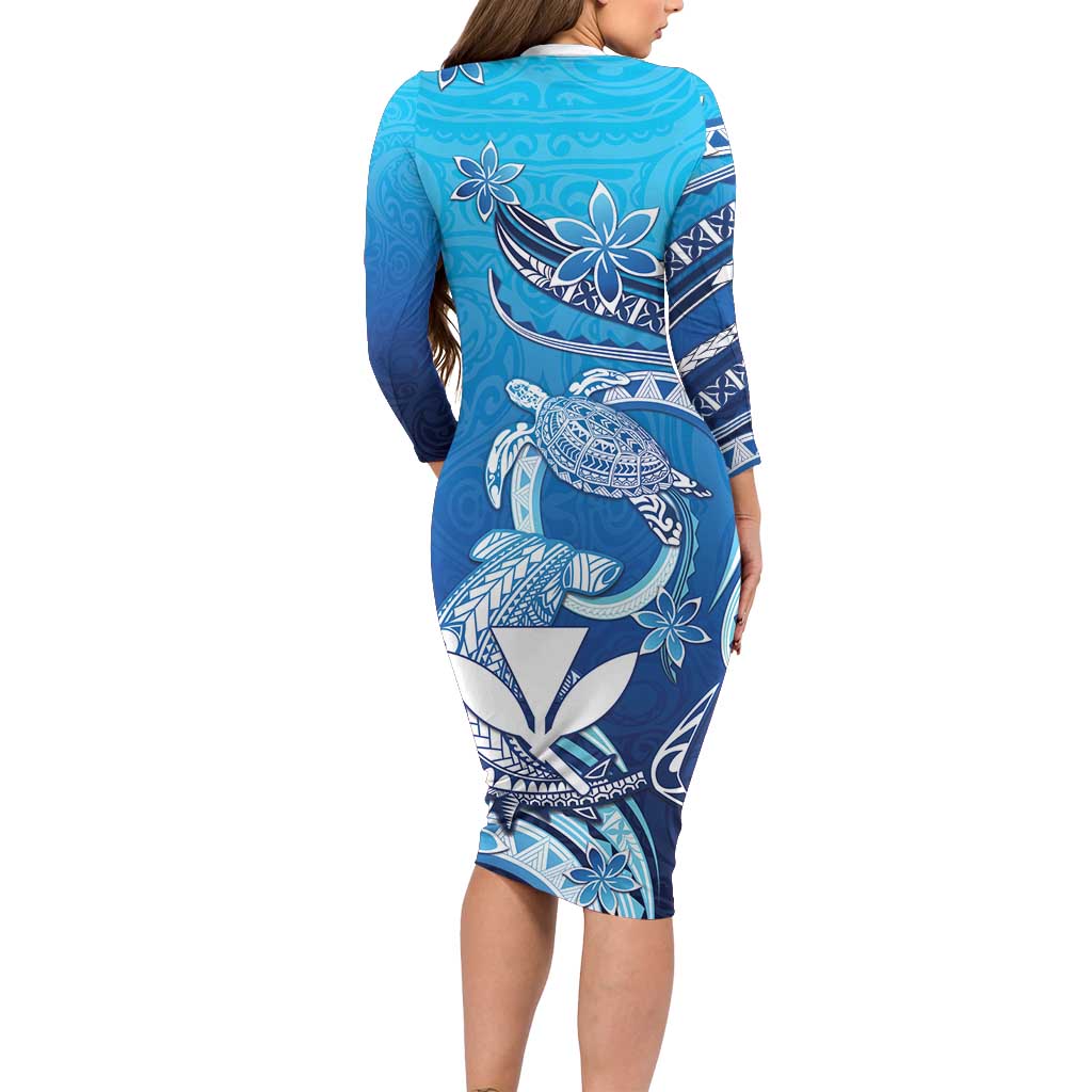 Hawaii Family Matching Long Sleeve Bodycon Dress and Hawaiian Shirt Turtle With Hammerhead Shark Oceanic