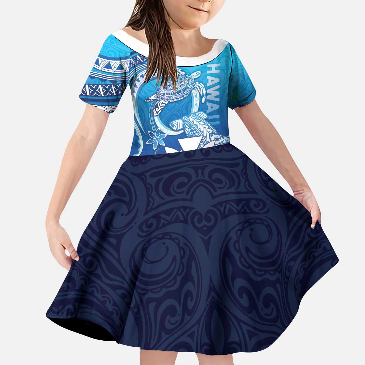 Hawaii Kid Short Sleeve Dress Turtle With Hammerhead Shark Oceanic