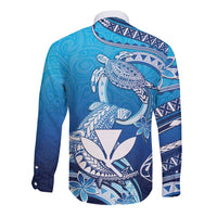 Hawaii Long Sleeve Button Shirt Turtle With Hammerhead Shark Oceanic DT04 - Polynesian Pride