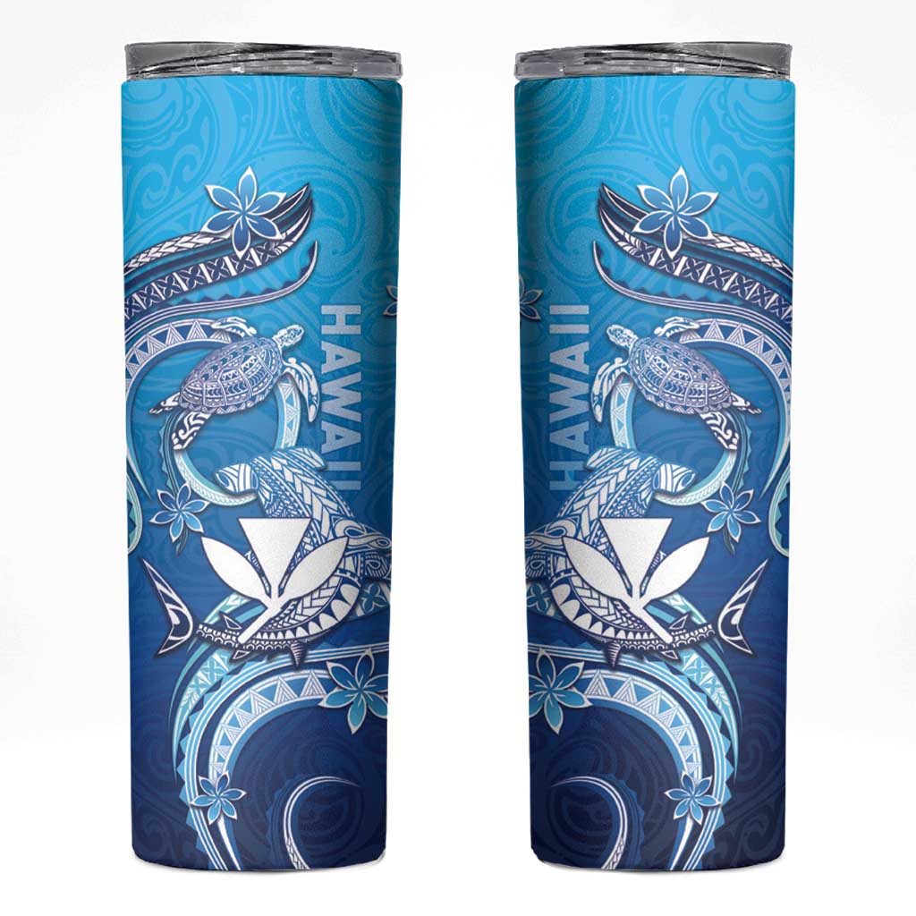 Hawaii Skinny Tumbler Turtle With Hammerhead Shark Oceanic DT04 Blue - Polynesian Pride