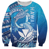 Hawaii Sweatshirt Turtle With Hammerhead Shark Oceanic DT04 Unisex Blue - Polynesian Pride