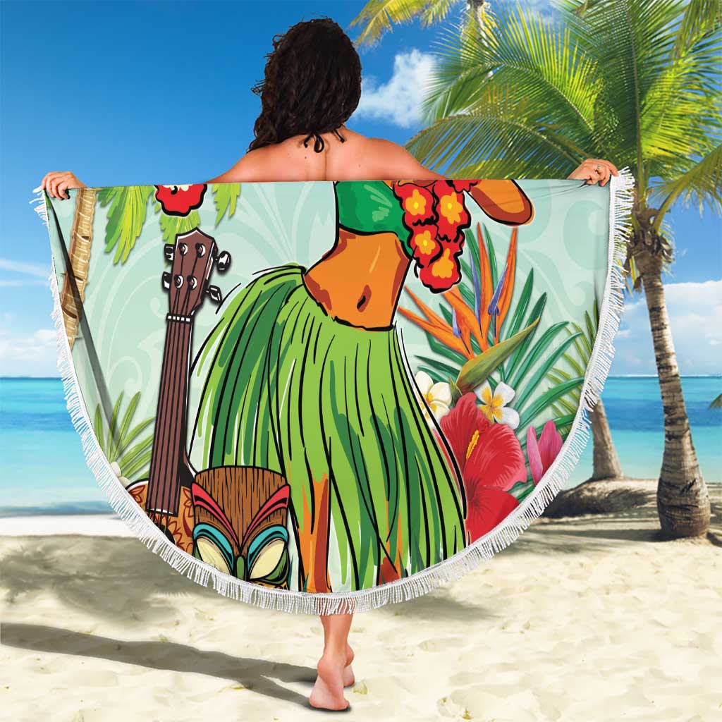Hawaii Lei Day Beach Blanket Hula Girl With Tropical Forest DT04 - Polynesian Pride