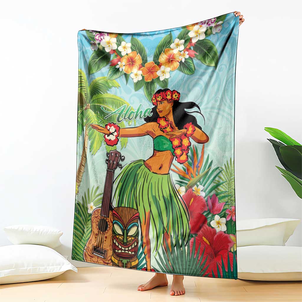 Hawaii Lei Day Blanket Hula Girl With Tropical Forest DT04 - Polynesian Pride