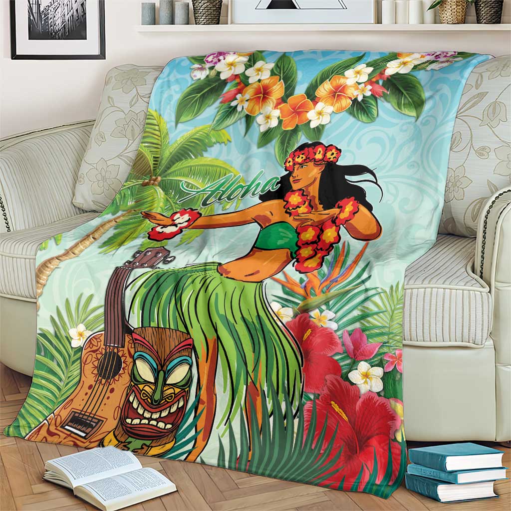 Hawaii Lei Day Blanket Hula Girl With Tropical Forest DT04 - Polynesian Pride