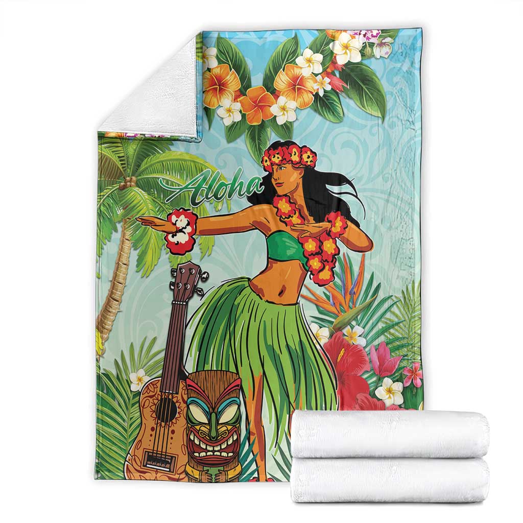 Hawaii Lei Day Blanket Hula Girl With Tropical Forest DT04 - Polynesian Pride