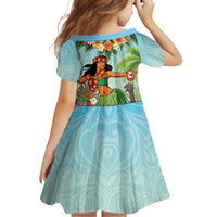 Hawaii Lei Day Family Matching Off Shoulder Short Dress and Hawaiian Shirt Hula Girl With Tropical Forest