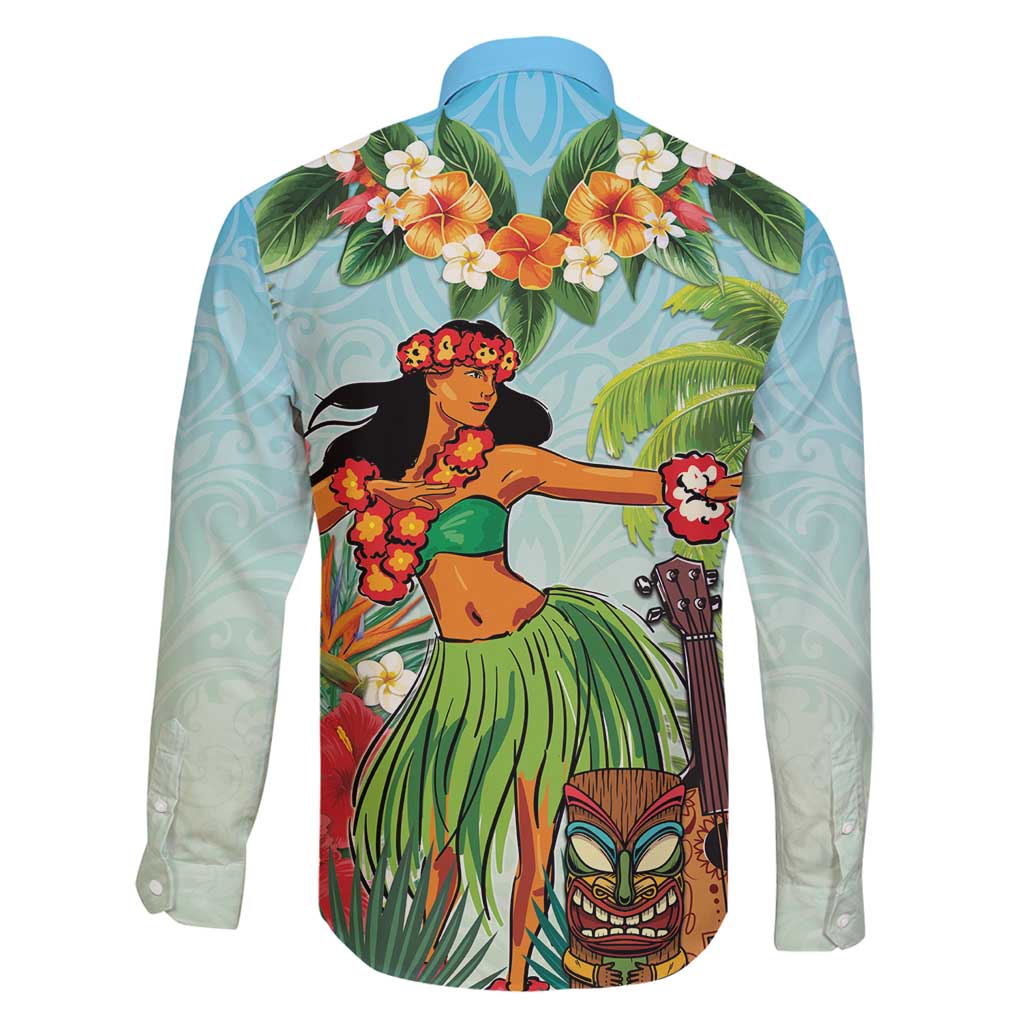Hawaii Lei Day Family Matching Off Shoulder Short Dress and Hawaiian Shirt Hula Girl With Tropical Forest