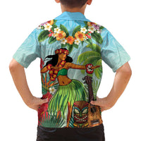 Hawaii Lei Day Family Matching Summer Maxi Dress and Hawaiian Shirt Hula Girl With Tropical Forest