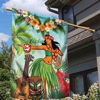 Hawaii Lei Day Garden Flag Hula Girl With Tropical Forest DT04 - Polynesian Pride