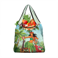 Hawaii Lei Day Grocery Bag Hula Girl With Tropical Forest DT04 1-pack One Size Blue - Polynesian Pride
