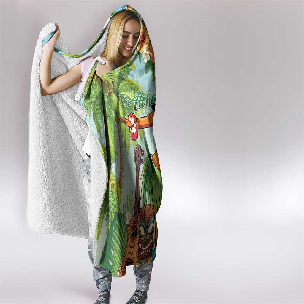 Hawaii Lei Day Hooded Blanket Hula Girl With Tropical Forest