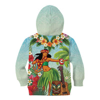 Hawaii Lei Day Kid Hoodie Hula Girl With Tropical Forest