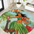 Hawaii Lei Day Round Carpet Hula Girl With Tropical Forest