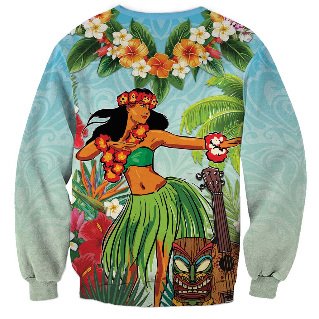 Hawaii Lei Day Sweatshirt Hula Girl With Tropical Forest DT04 - Polynesian Pride