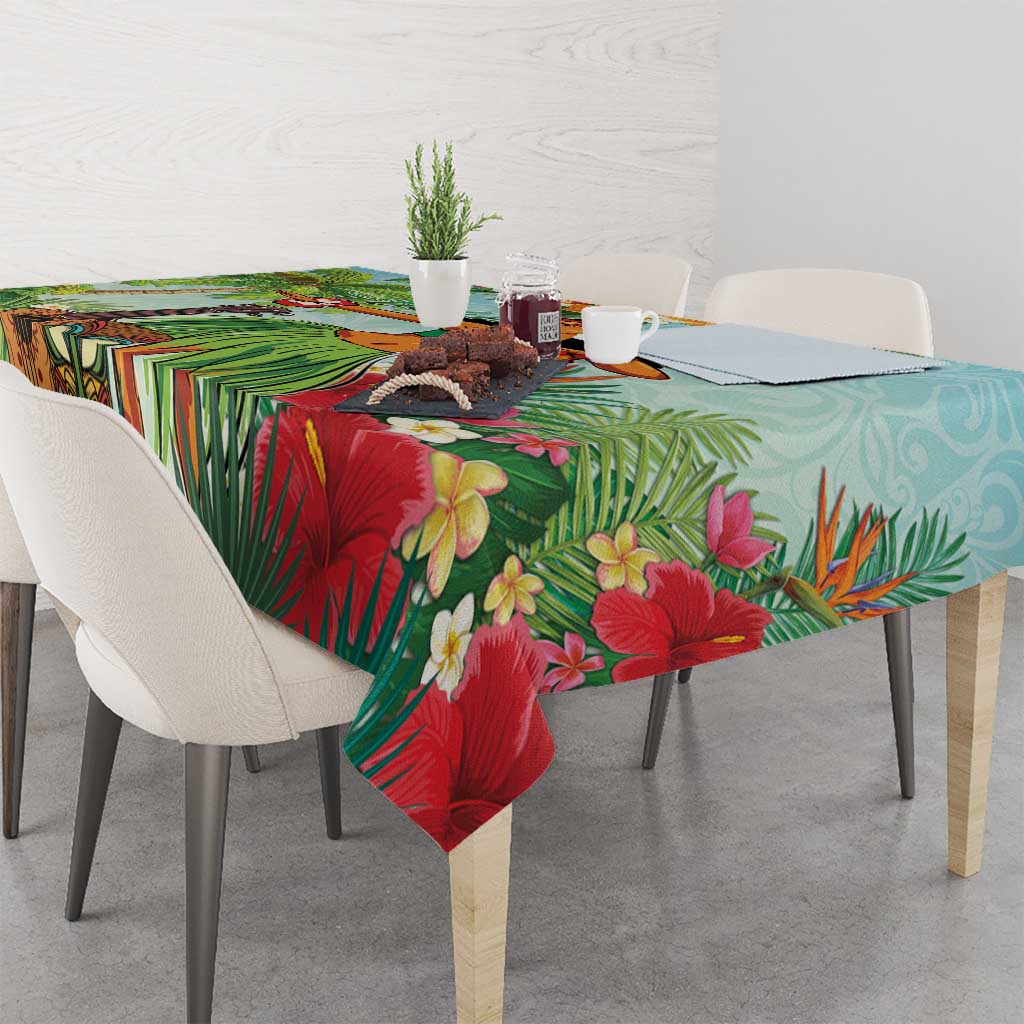 Hawaii Lei Day Tablecloth Hula Girl With Tropical Forest DT04 - Polynesian Pride