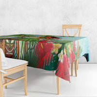 Hawaii Lei Day Tablecloth Hula Girl With Tropical Forest DT04 - Polynesian Pride