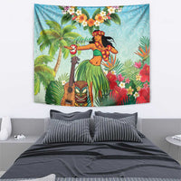 Hawaii Lei Day Tapestry Hula Girl With Tropical Forest DT04 - Polynesian Pride