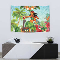 Hawaii Lei Day Tapestry Hula Girl With Tropical Forest DT04 - Polynesian Pride
