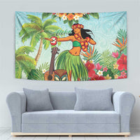 Hawaii Lei Day Tapestry Hula Girl With Tropical Forest DT04 - Polynesian Pride