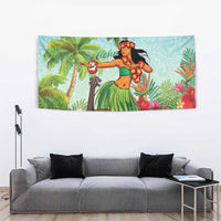 Hawaii Lei Day Tapestry Hula Girl With Tropical Forest DT04 - Polynesian Pride