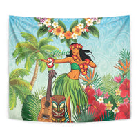 Hawaii Lei Day Tapestry Hula Girl With Tropical Forest DT04 - Polynesian Pride