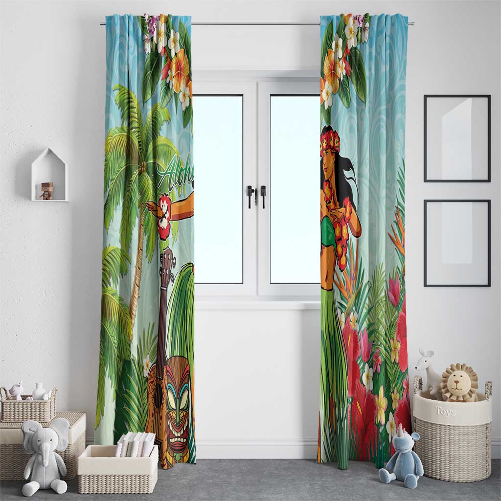 Hawaii Lei Day Window Curtain Hula Girl With Tropical Forest DT04 - Polynesian Pride