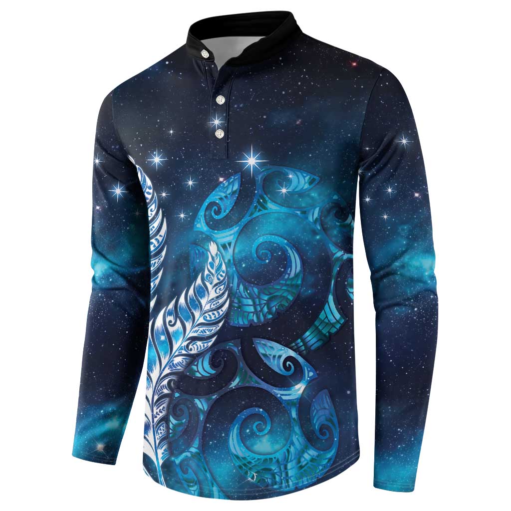 New Zealand Matariki Button Sweatshirt Maori Koru Mix Silver Fern DT04 - Polynesian Pride