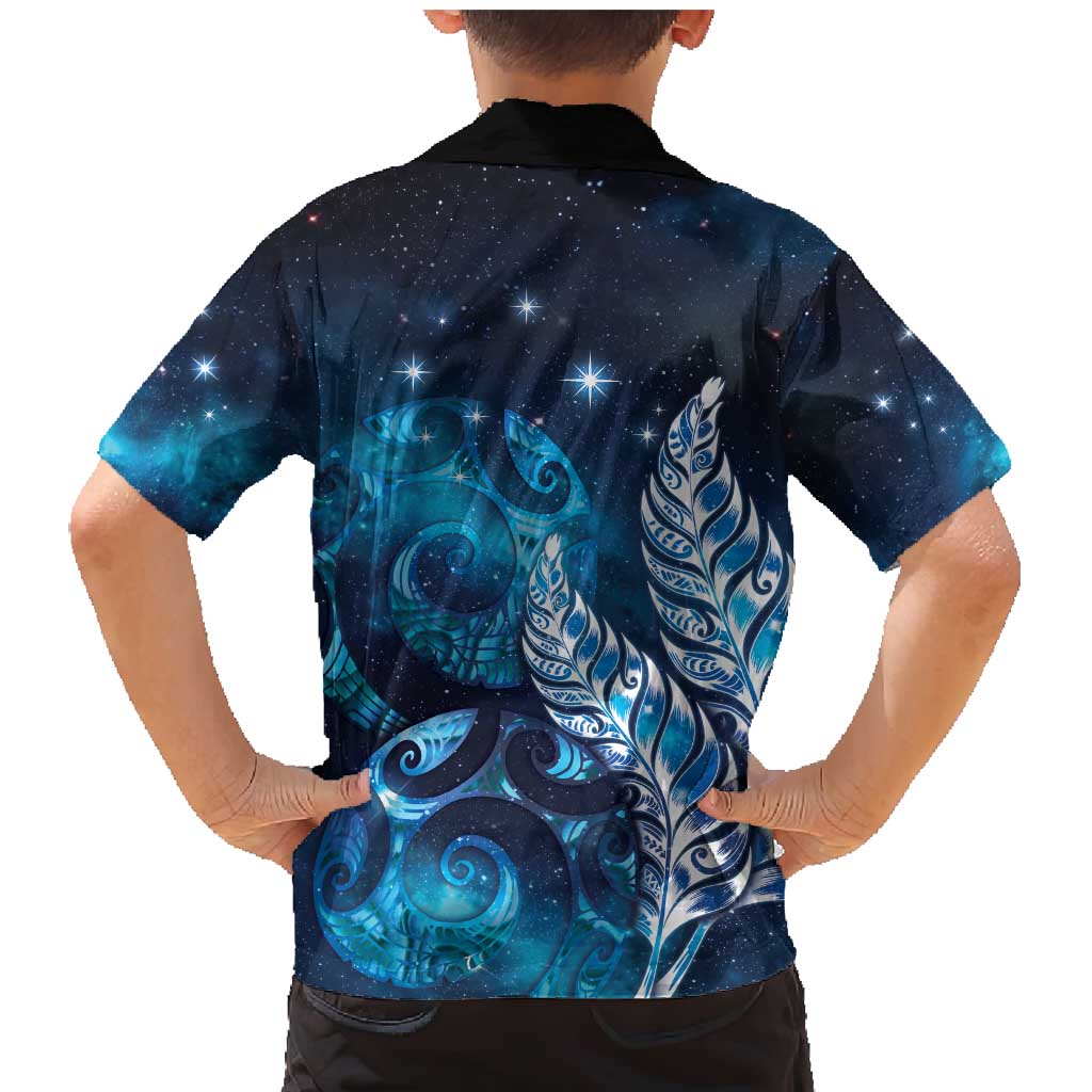 New Zealand Matariki Family Matching Mermaid Dress and Hawaiian Shirt Maori Koru Mix Silver Fern DT04 - Polynesian Pride