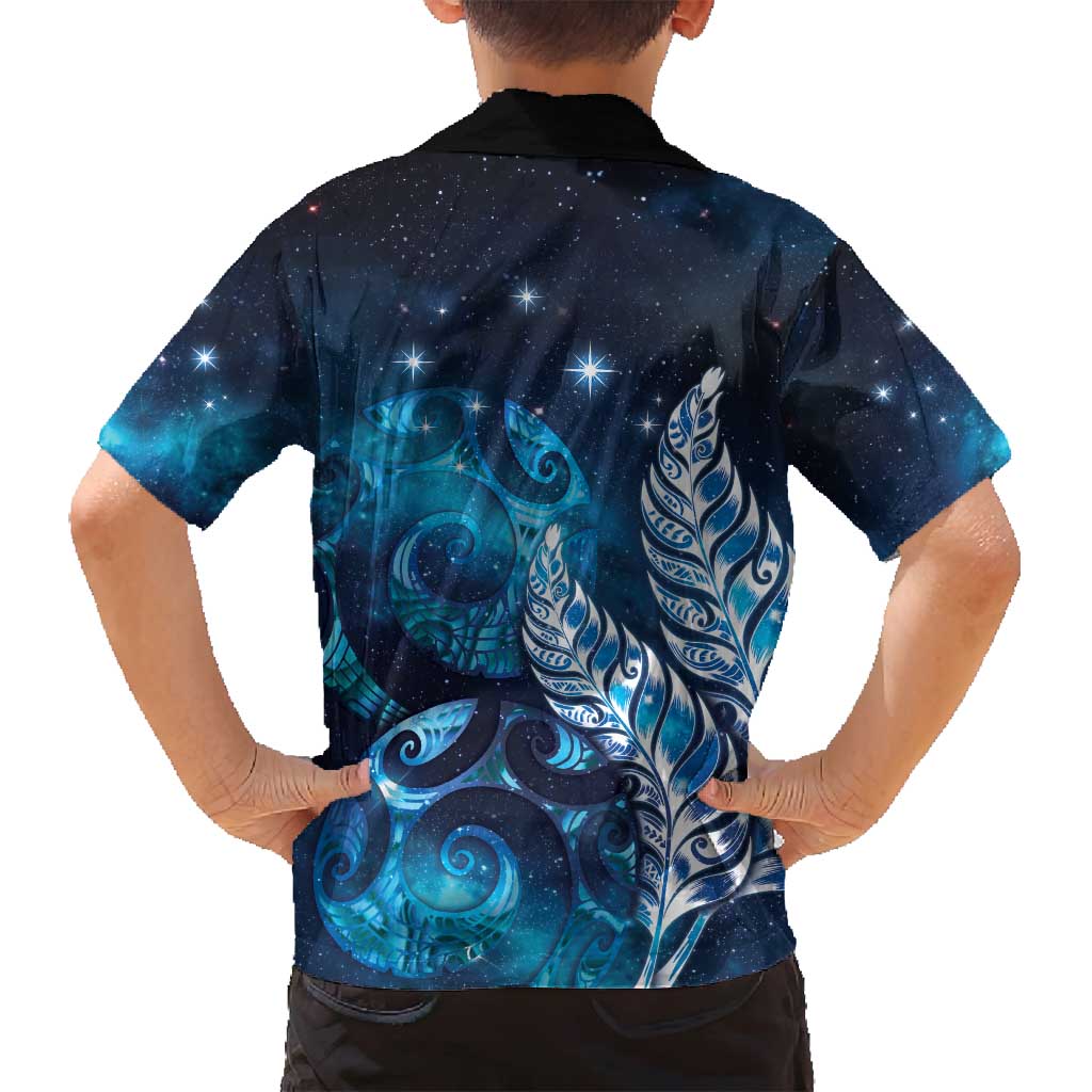 New Zealand Matariki Family Matching Puletasi and Hawaiian Shirt Maori Koru Mix Silver Fern DT04 - Polynesian Pride