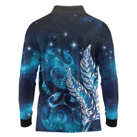 New Zealand Matariki Long Sleeve Polo Shirt Maori Koru Mix Silver Fern DT04 - Polynesian Pride
