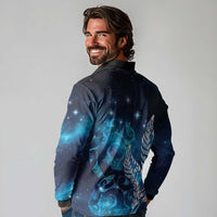 New Zealand Matariki Long Sleeve Polo Shirt Maori Koru Mix Silver Fern DT04 - Polynesian Pride