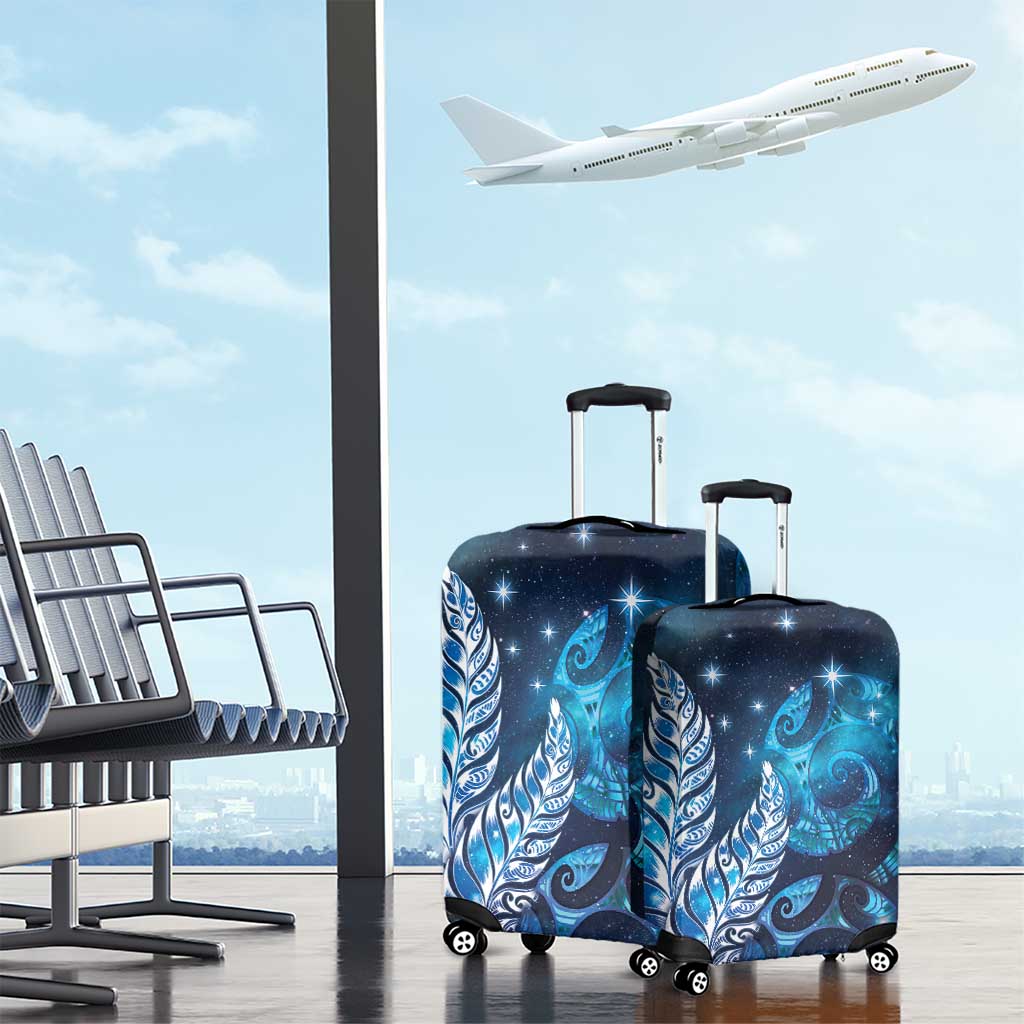 New Zealand Matariki Luggage Cover Maori Koru Mix Silver Fern