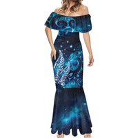 New Zealand Matariki Mermaid Dress Maori Koru Mix Silver Fern DT04 - Polynesian Pride