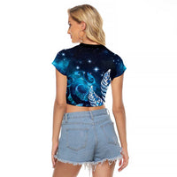 New Zealand Matariki Raglan Cropped T Shirt Maori Koru Mix Silver Fern DT04 - Polynesian Pride