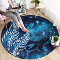 New Zealand Matariki Round Carpet Maori Koru Mix Silver Fern DT04 - Polynesian Pride