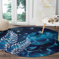 New Zealand Matariki Round Carpet Maori Koru Mix Silver Fern DT04 - Polynesian Pride