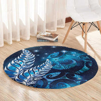 New Zealand Matariki Round Carpet Maori Koru Mix Silver Fern DT04 - Polynesian Pride