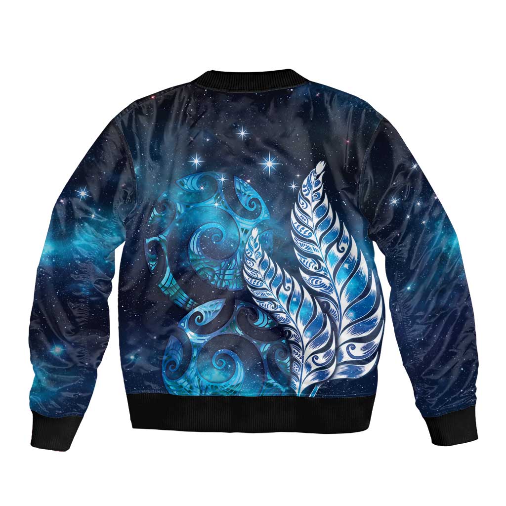 New Zealand Matariki Sleeve Zip Bomber Jacket Maori Koru Mix Silver Fern DT04 - Polynesian Pride